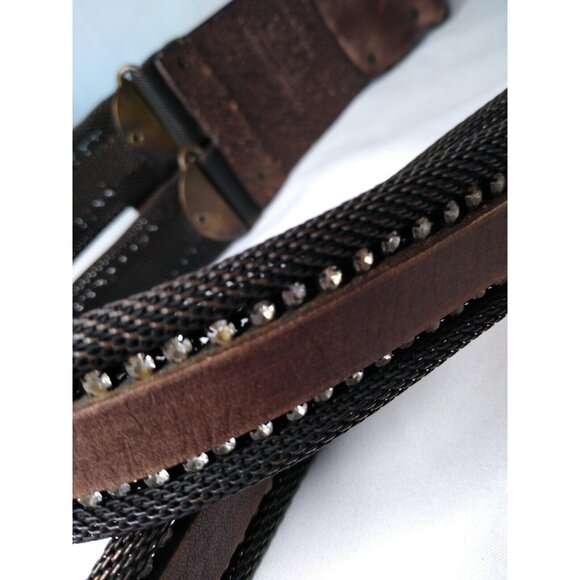 Nicole Miller Collection Women\'s S Leather Rhinestone Studded Serpentine Strips main image 5